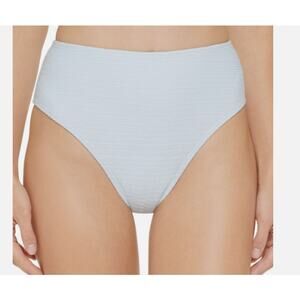 Dkny Textured High-Waist Bikini Bottom Womens Swimsuit Swim Light Blue Small NWT